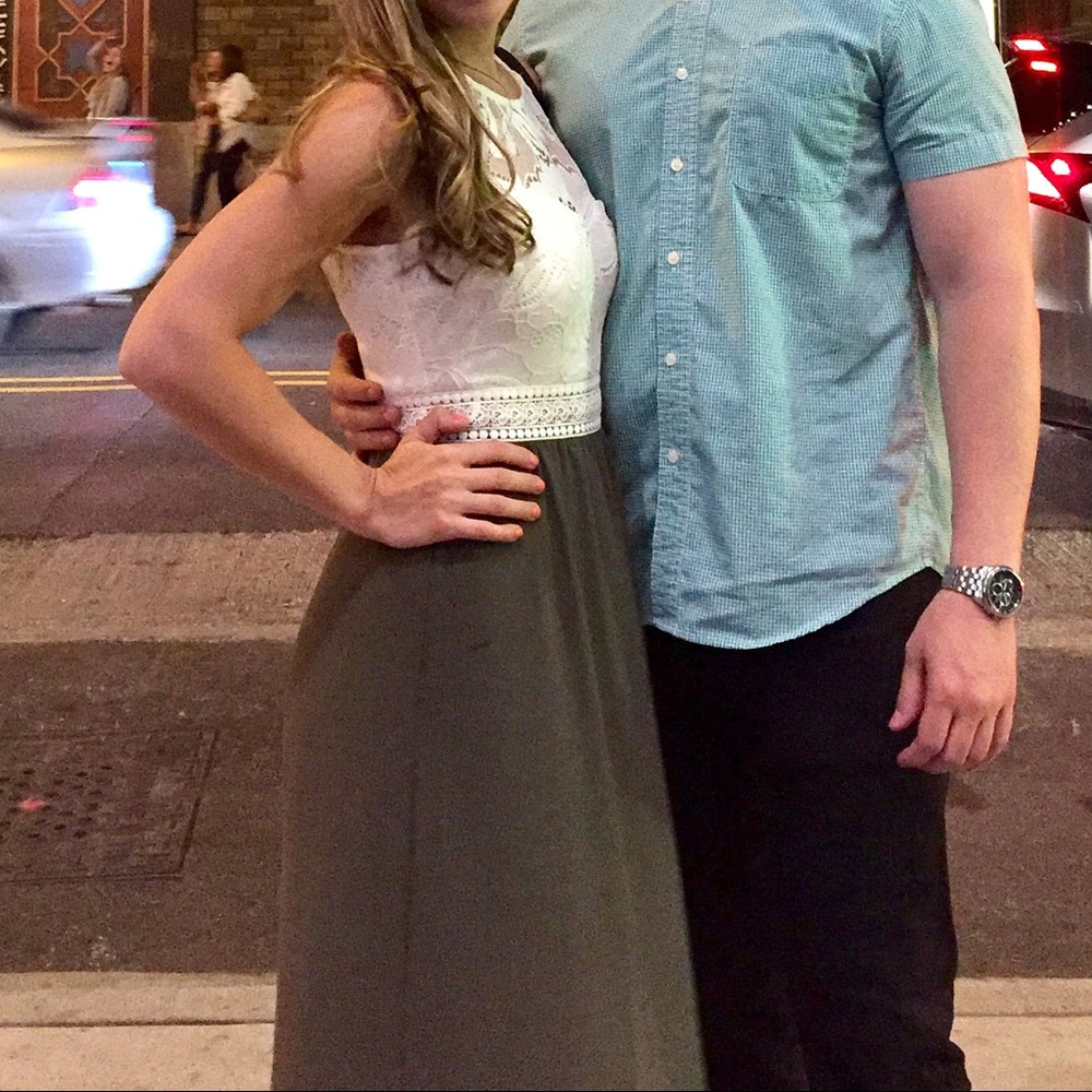Dark olive & lace maxi dress